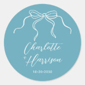 Whimsical Script Ribbon Border Wedding Runder Aufkleber (Vorderseite)
