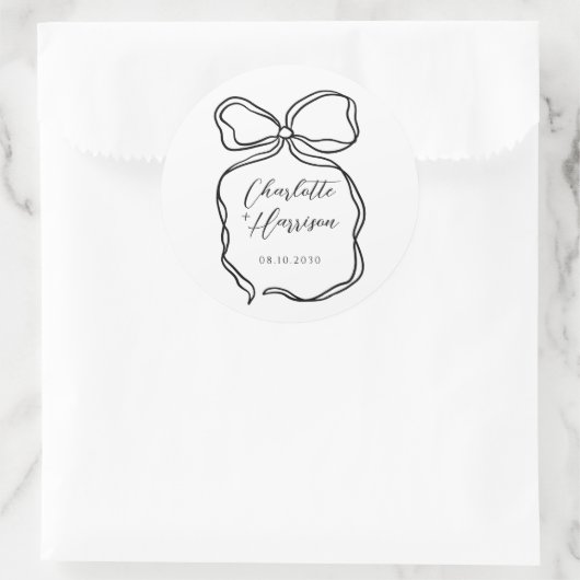 Whimsical Script Ribbon Border Wedding Runder Aufkleber (Tasche)