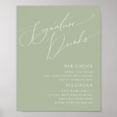 Whimsical Script Sage Green Signature Drinks unter Poster (Vorne)