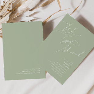 Whimsical Script   Sage Hochzeitsanzeige Einladung