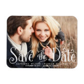 Whimsical Script speichern Sie die Datumsmagnete Magnet (Horizontal)