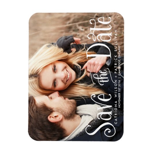 Whimsical Script speichern Sie die Datumsmagnete Magnet (Vertikal)