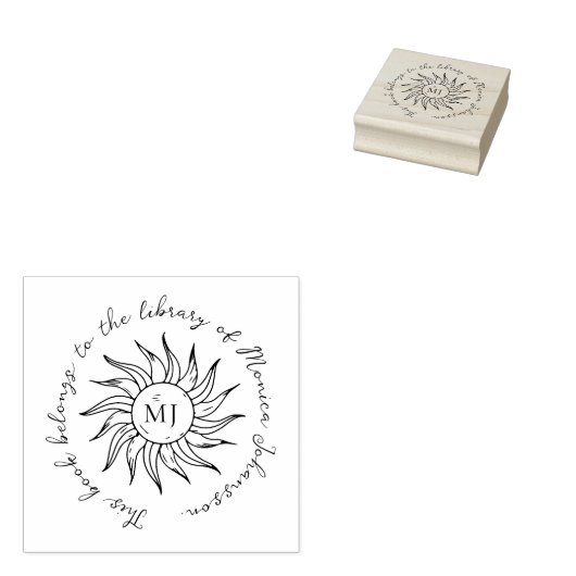 Whimsical Script Sun Flower Custom Library Book  Gummistempel (Stempel)