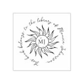 Whimsical Script Sun Flower Custom Library Book  Gummistempel (Prägung)