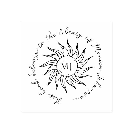 Whimsical Script Sun Flower Custom Library Book  Gummistempel (Prägung)