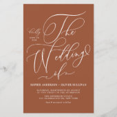 Whimsical Script Terracotta Wedding Einladung (Vorderseite)