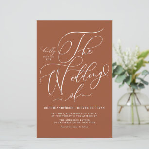 Whimsical Script Terracotta Wedding Einladung