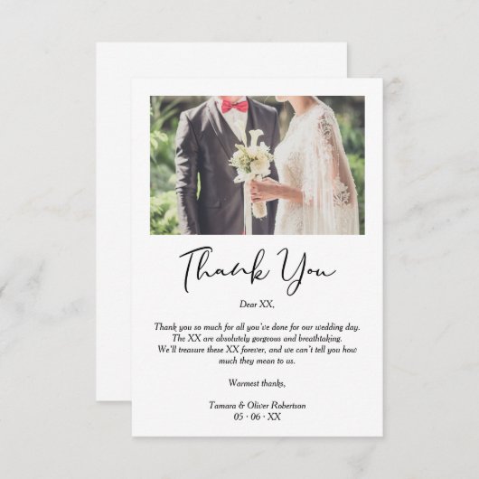 Whimsical Script Thanks Wedding Suppliers Photo Dankeskarte (Vorne/Hinten)