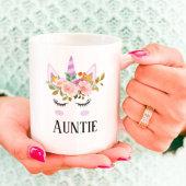 Whimsical script unicorn floral  auntie kaffeetasse