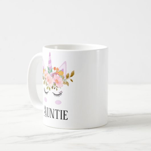 Whimsical script unicorn floral auntie kaffeetasse (Vorderseite Links)