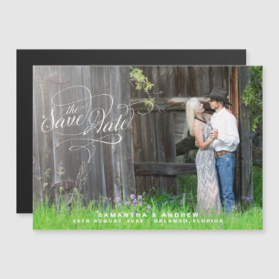 Whimsical Script Wedding Foto Save the Date Magneteinladung