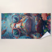 Whimsical Sea Turtle Underwater Scene Bright Color Strandtuch (Vorderseite)
