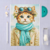 Whimsical Seaside Steampunk Cat FE8 Decoupage Seidenpapier (Handwerk)