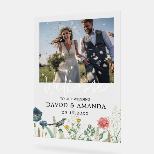 Whimsical Secret Garden Wildblumen Rahmen Foto Acrylschild (Winkel)