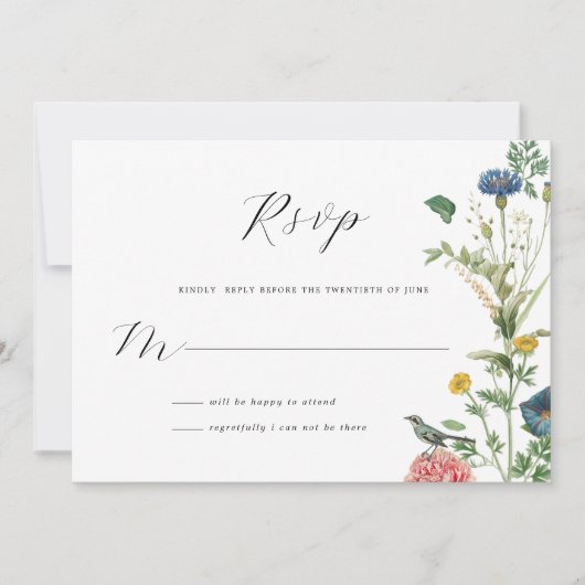 Whimsical Secret Garden Wildblumen RSVP Card Einladung (Vorderseite)
