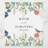 Whimsical Secret Garden Wildblumen Weinetikett (Einzelnes Label)