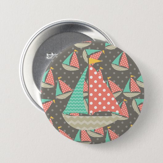 Whimsical Segelboote Button (Vorne & Hinten)