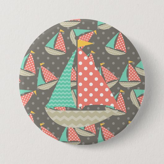 Whimsical Segelboote Button (Vorderseite)