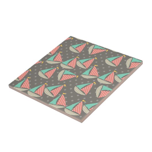 Whimsical Segelboote Fliese (Seite)