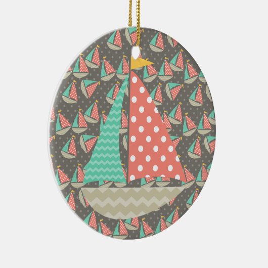 Whimsical Segelboote Keramikornament (Rechts)