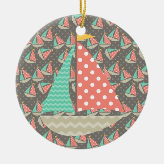 Whimsical Segelboote Keramikornament (Vorne)