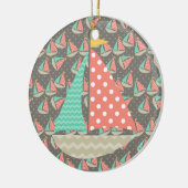 Whimsical Segelboote Keramikornament (Links)