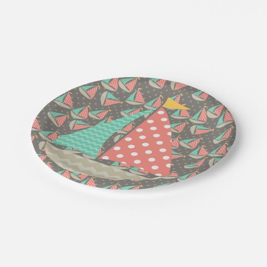 Whimsical Segelboote Pappteller (Schrägansicht)