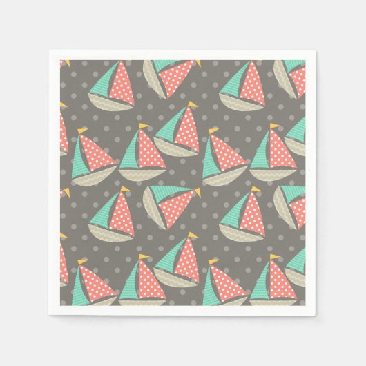 Whimsical Segelboote Serviette (Vorderseite)