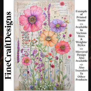 Whimsical Shabby Chic Wildblumen S8R Decoupage Seidenpapier