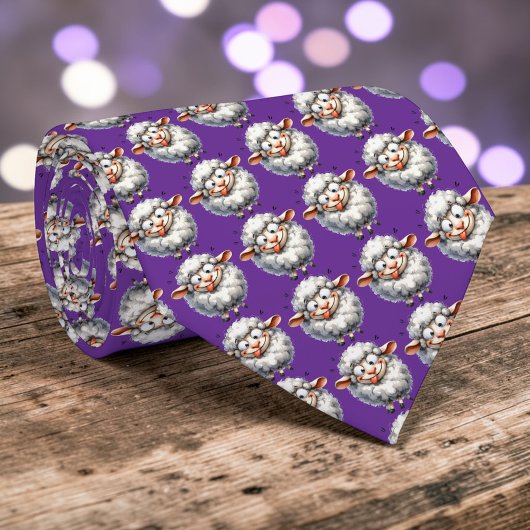 Whimsical Sheep Custom Necktie Tie Krawatte
