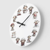 Whimsical Sheep Farm Animal Große Wanduhr (Winkel)