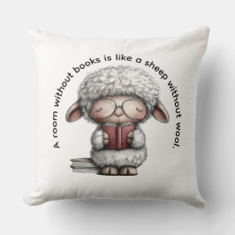 Whimsical Sheep Reading a Book Kissen