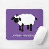 Whimsical Sheep "Sheep Happens" Maus Pad Mousepad (Mit Mouse)