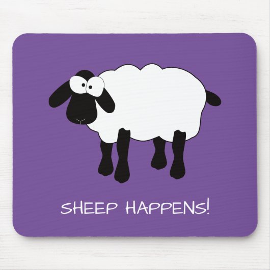 Whimsical Sheep "Sheep Happens" Maus Pad Mousepad (Vorne)
