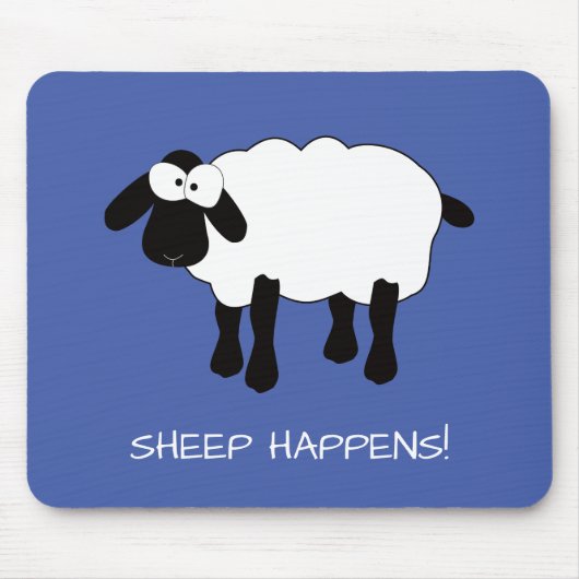 Whimsical Sheep "Sheep Happens" Maus Pad Mousepad (Vorne)