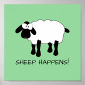 Whimsical Sheep "Sheep Happens" Print Poster (Vorne)