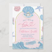 Whimsical Shell All I sea is love bridal shower Einladung (Vorderseite)