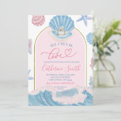 Whimsical Shell All I sea is love bridal shower Einladung (Stehend Vorderseite)