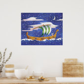 Whimsical Ship in Space Poster (Küche)