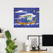 Whimsical Ship in Space Poster (Heimbüro)