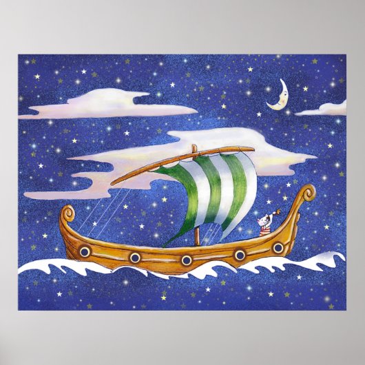 Whimsical Ship in Space Poster (Vorne)