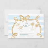 Whimsical Shoreline Wedding RSVP Karte (Vorderseite)