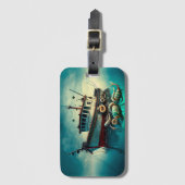 Whimsical Shrimp Boat and Shrimp License Plate Gepäckanhänger (Vorderseite Vertikal)