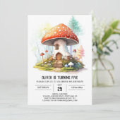 Whimsical Shroom Birthday Einladung (Stehend Vorderseite)