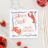 Whimsical Sie ist ein Catch Red Coastal Brautparty Serviette (Beispiel)