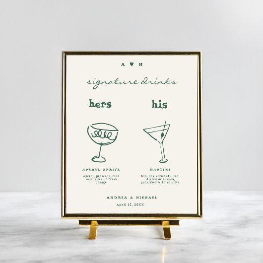 Whimsical Signature Drinks Cocktail Hochzeitszeich Poster