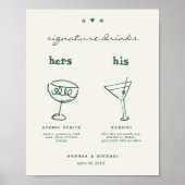 Whimsical Signature Drinks Cocktail Hochzeitszeich Poster (Vorne)