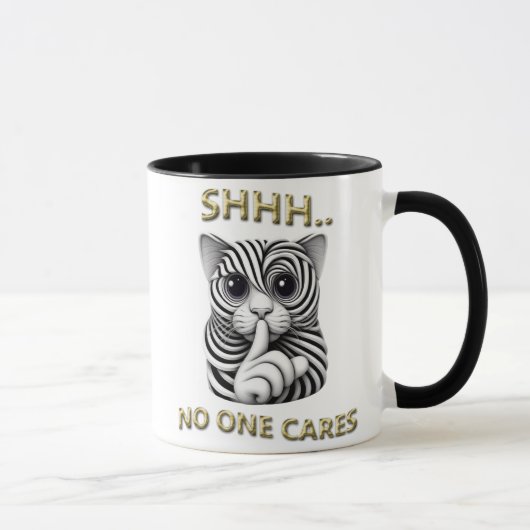 Whimsical Silence Zebra Striped Cats Playful Gag Tasse (Rechts)