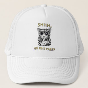 Whimsical Silence Zebra Striped Cats Playful Gag Truckerkappe