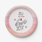 Whimsical Silly Goose 1st Birthday Paper Plates  Pappteller (Vorderseite)